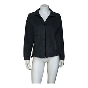 Columbia Gray Benton Springs Full Zipped Fleece Jacket Women's Medium EUC